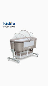 kidilo Adjustable Bedside Sleeper Crib, Breathable Mesh, Infant Bed(BP-301)
